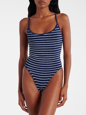 Hunza G striped Pamela one piece swimsuit in navy